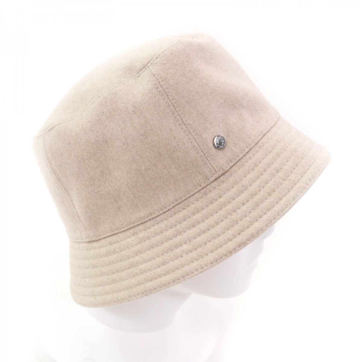 HERMES hat H222020N Outer: 100% cashmere, Lining: 65% rayon, Lining: 35% silk, Part: 56% cotton, Part: 44% rayon beige Calvi Women