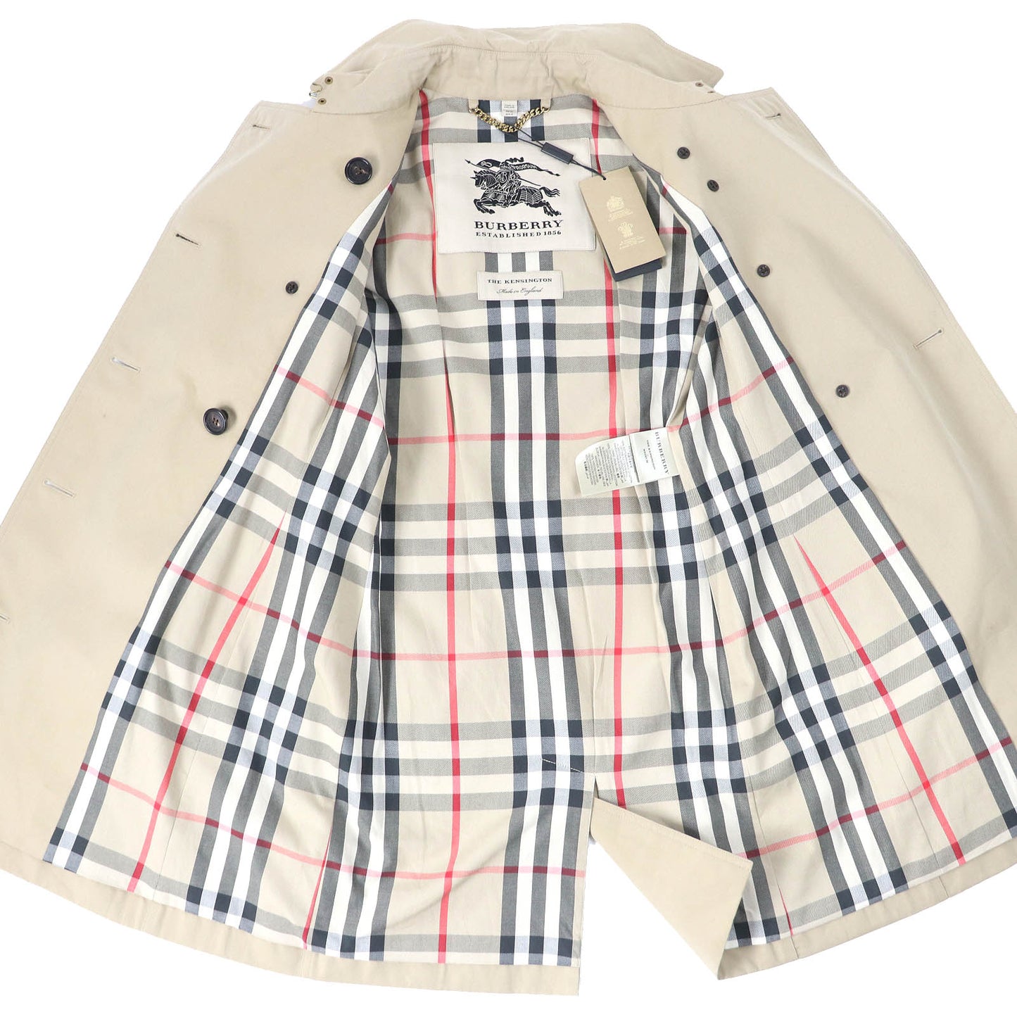 BURBERRY trench coat 3900461 Outer: 100% cotton, Lining: 100% cotton, Sleeve lining: 100% viscose (rayon) beige Kensington Women M