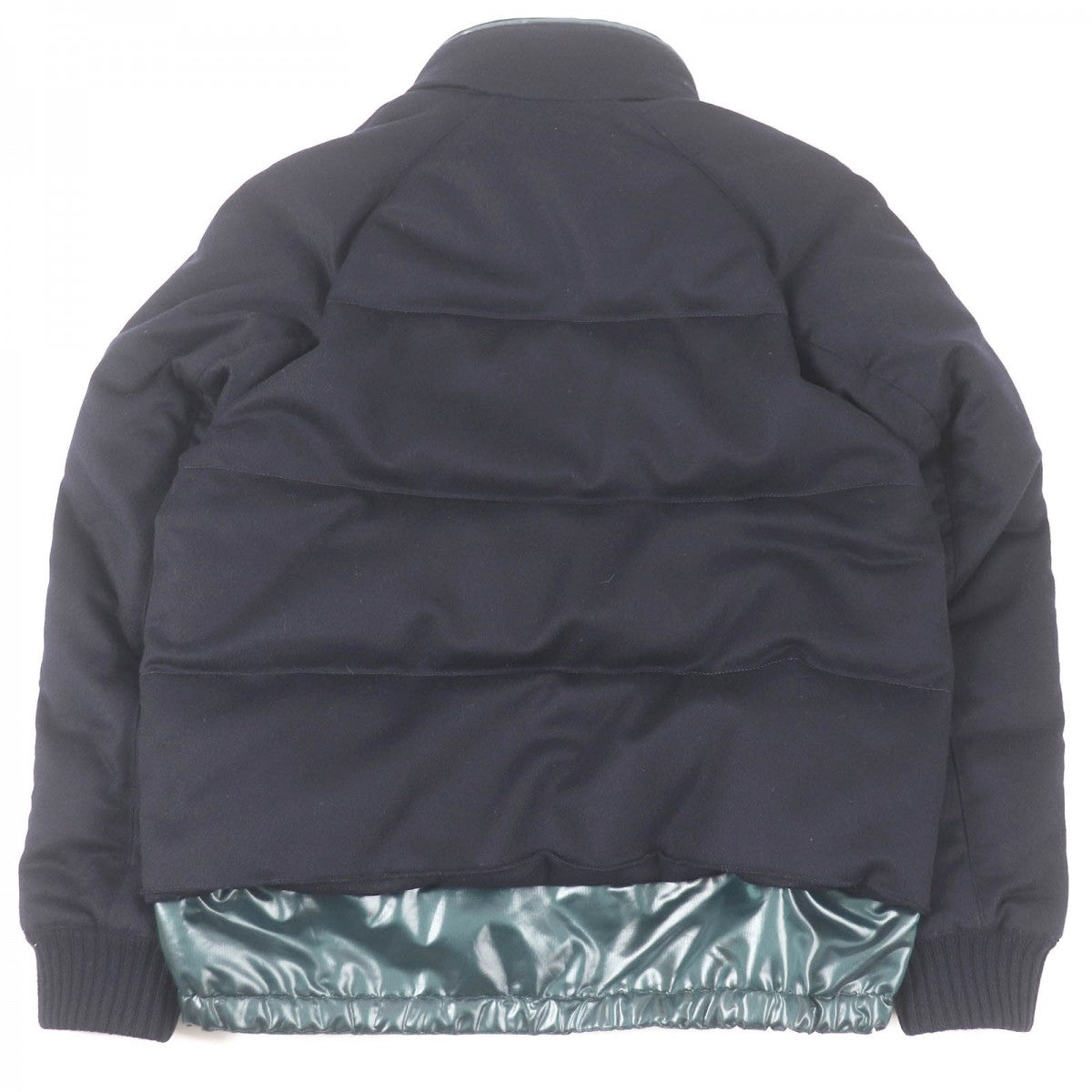 HERMES Down jacket Main: 100% cashmere, Lining: 63% polyester, Lining: 37% nylon, Part: 68% wool, Part: 29% cashmere Navy mens 46