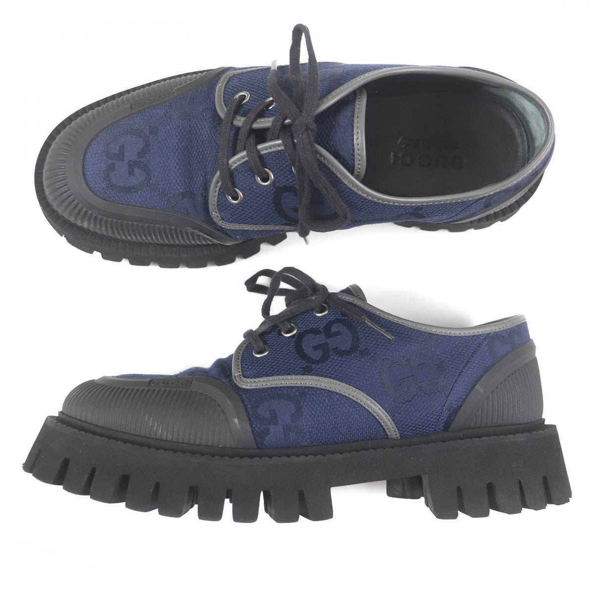 GUCCI Leather shoes 699552 Main: Canvas, Main: Leather, Main: Rubber Navy mens 7