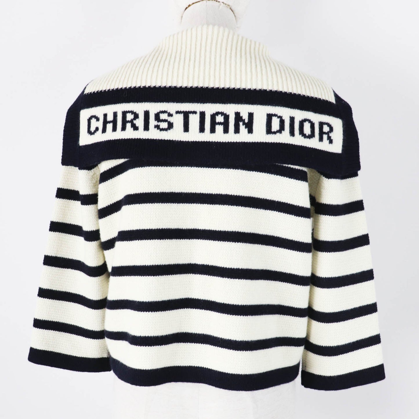 Christian Dior cardigan 224G02AM309 Main: 70% wool, Main: 30% cashmere Ivory Dark Navy Marinier Women 44