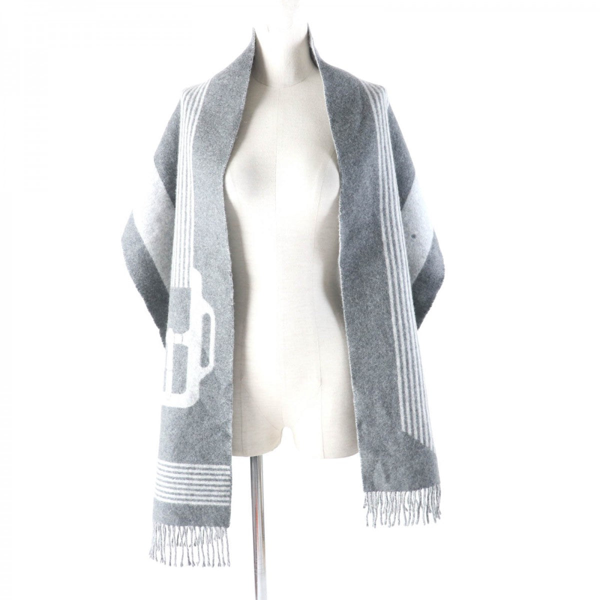 HERMES Scarf Main: 100% cashmere Antogracito / Gris Claire Sangle a Bookle Women