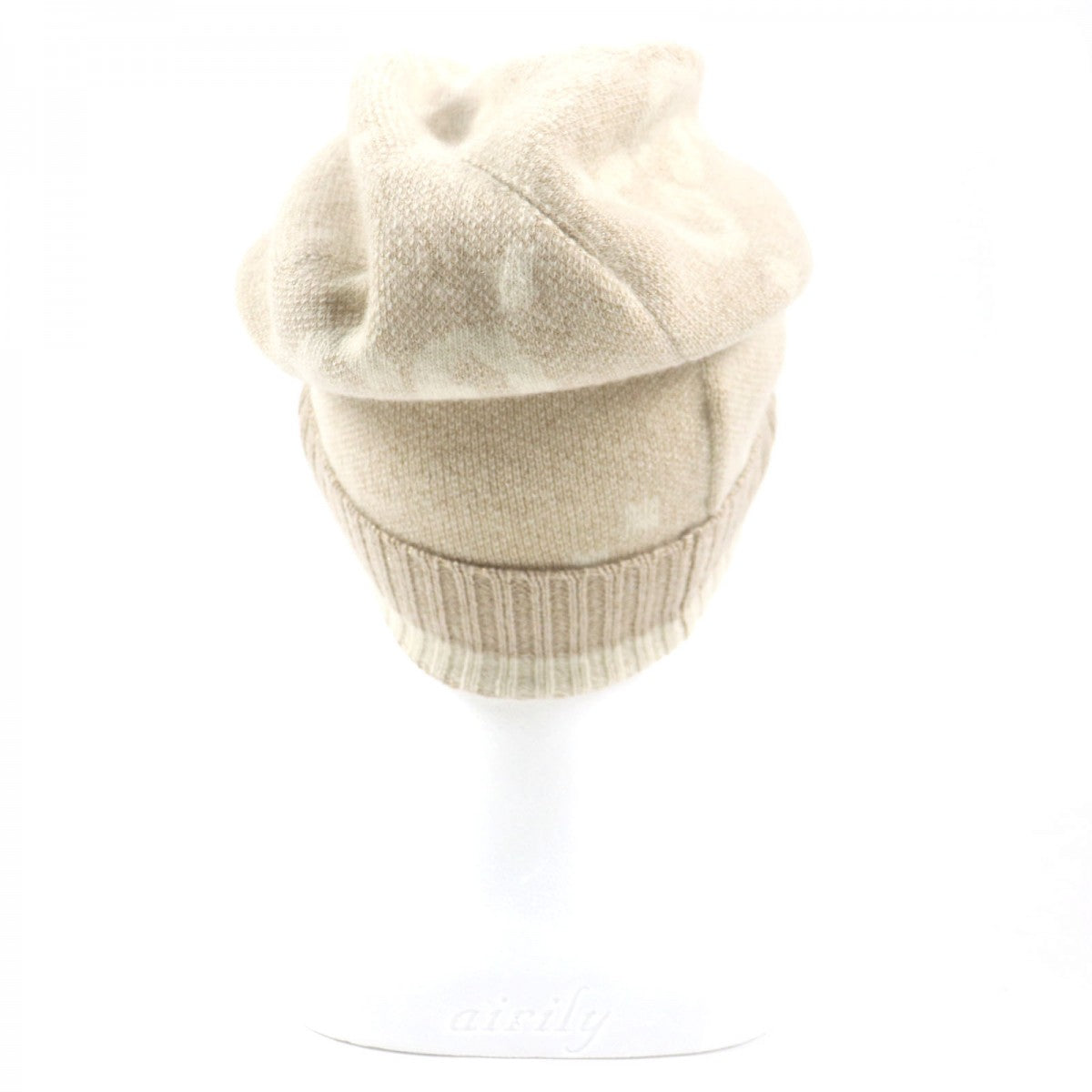 GUCCI Knit cap 765053 Main: 84% cashmere, Main: 9% rayon, Main: 4% polyester, Main: 3% polyester camel white GG Cashmere Jacquard Cap mens M