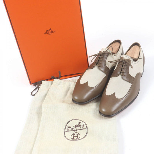 HERMES Dress shoes Main: Canvas, Main: Leather Brown mens 40.5