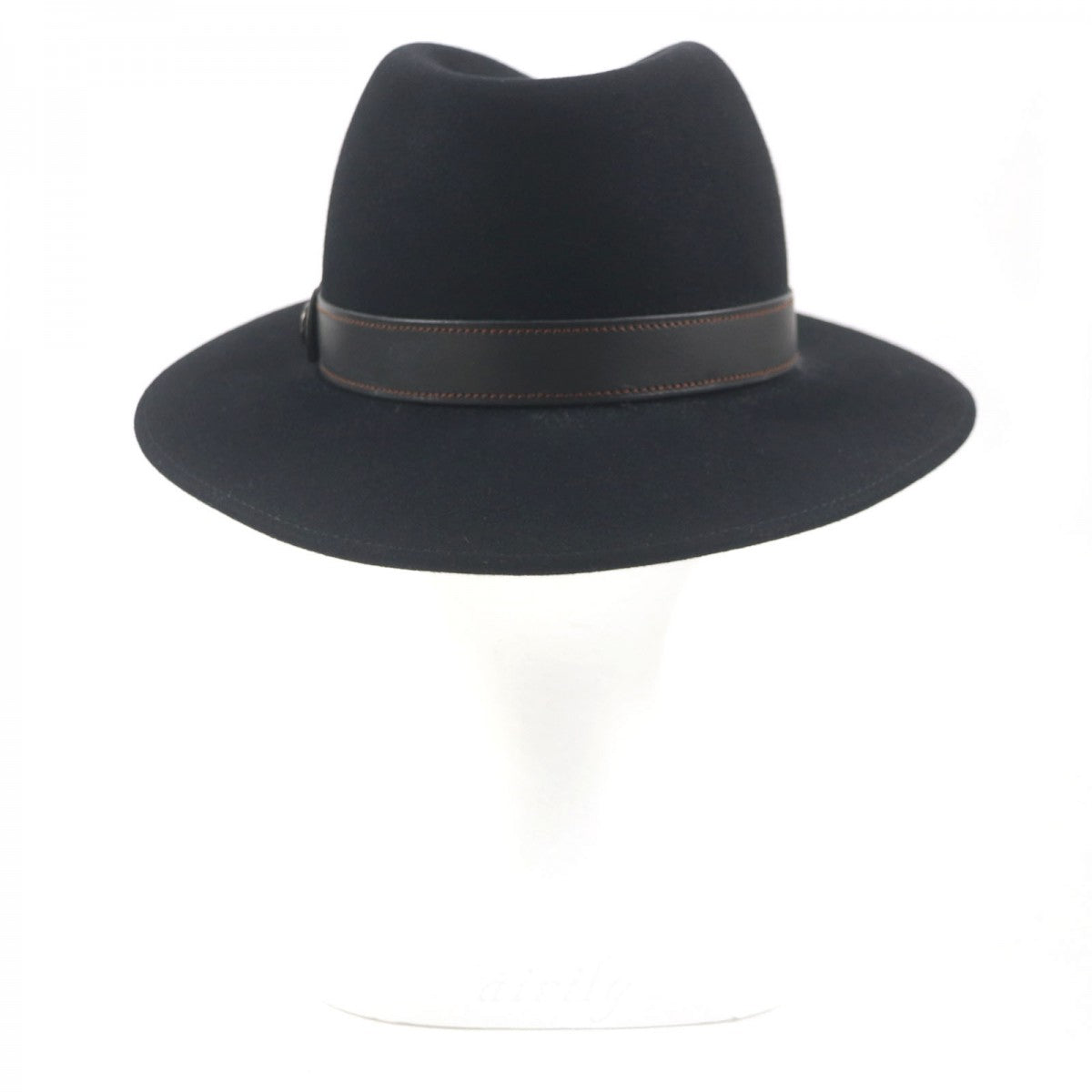 HERMES hat Main: 100% Lapin, Leather parts: Leather black mens