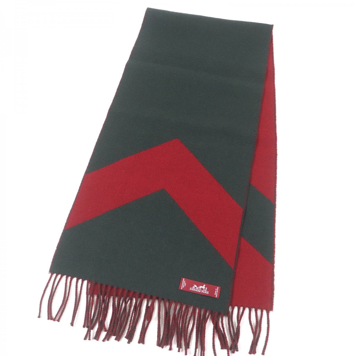 HERMES Scarf Main: 100% cashmere Green Bordeaux mens