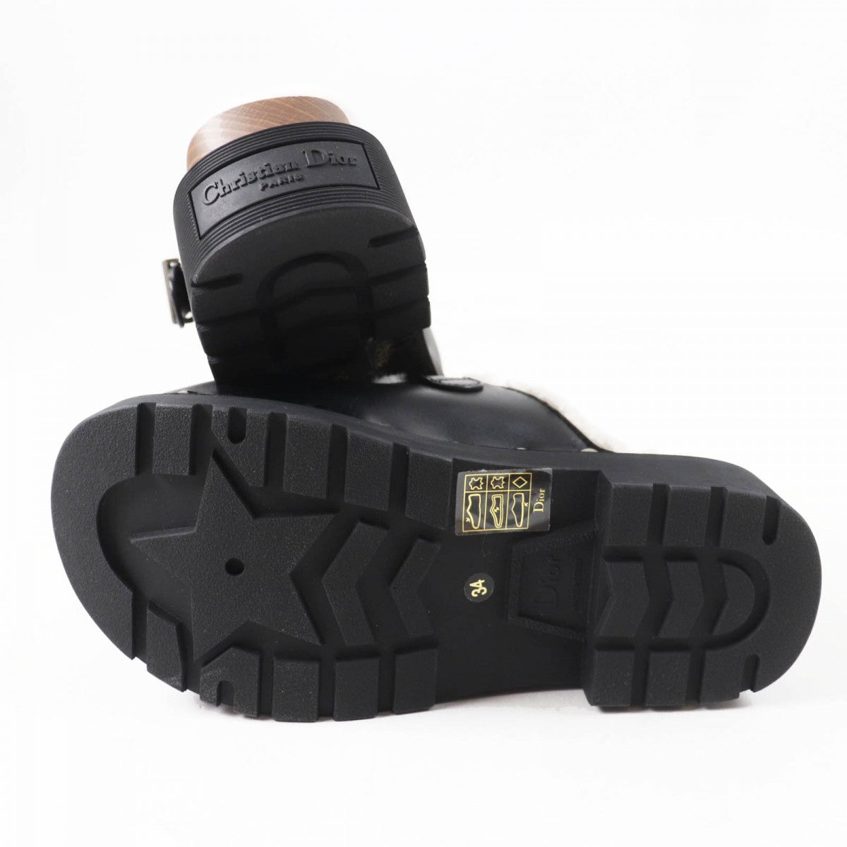 Christian Dior Sandals Main: Leather, Part: Mouton Black White Diorquake Women 34