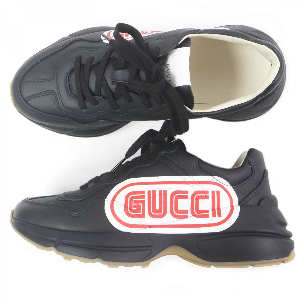 GUCCI Low cut sneakers 523609 Main: Leather black Ryton mens 6.5