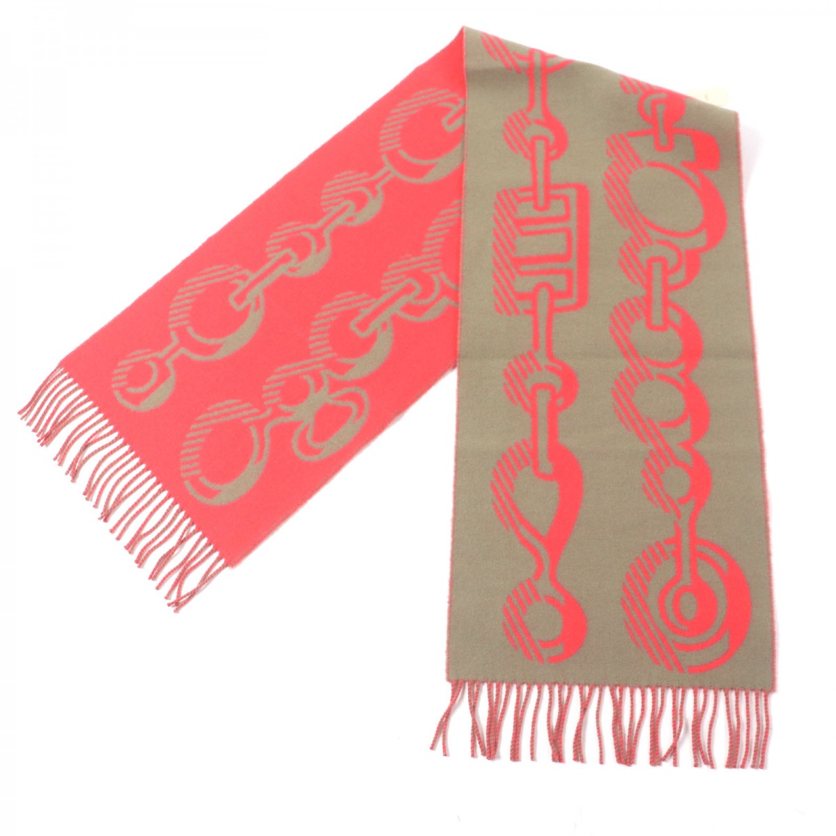 HERMES Scarf Main: 100% cashmere Greige Pink Drebuckle mens
