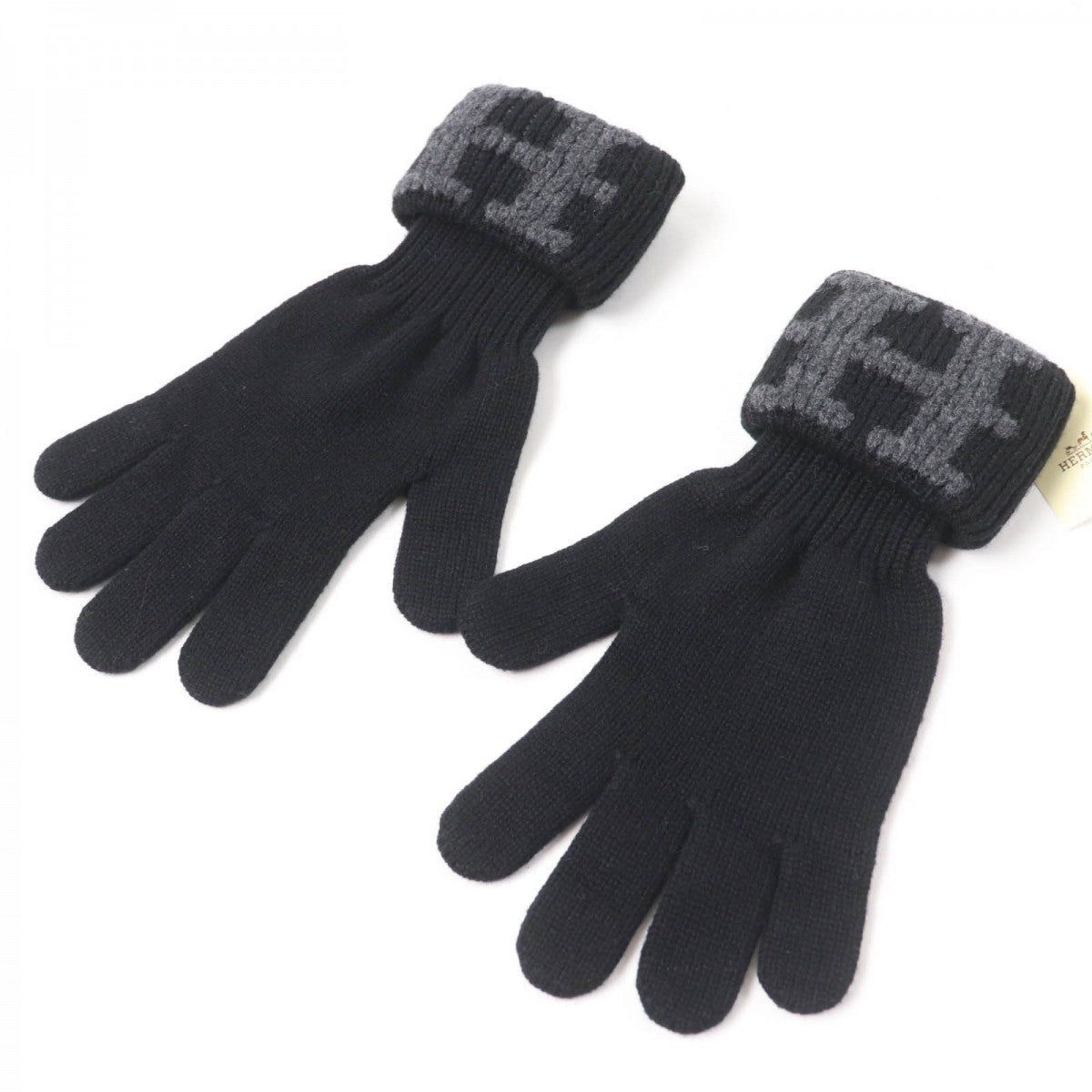 HERMES gloves Main: 100% cashmere black Women