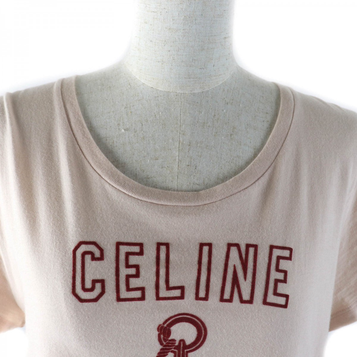 CELINE Short sleeve T-shirt 2X586114L Main: 100% cotton pink beige Women L