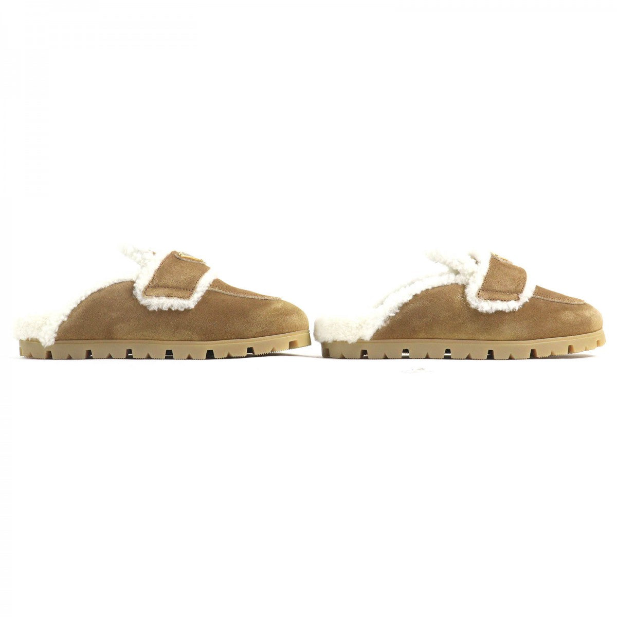PRADA Sandals 1S711M Main: Suede leather beige Suede shearling slippers Women 37