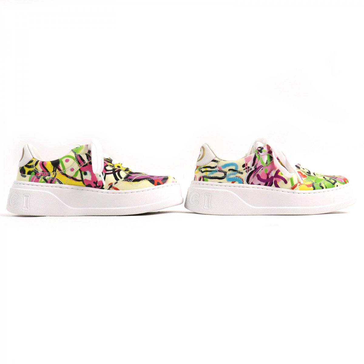 GUCCI sneakers 727847 leather multicolor Interlocking G Women 34 1/2