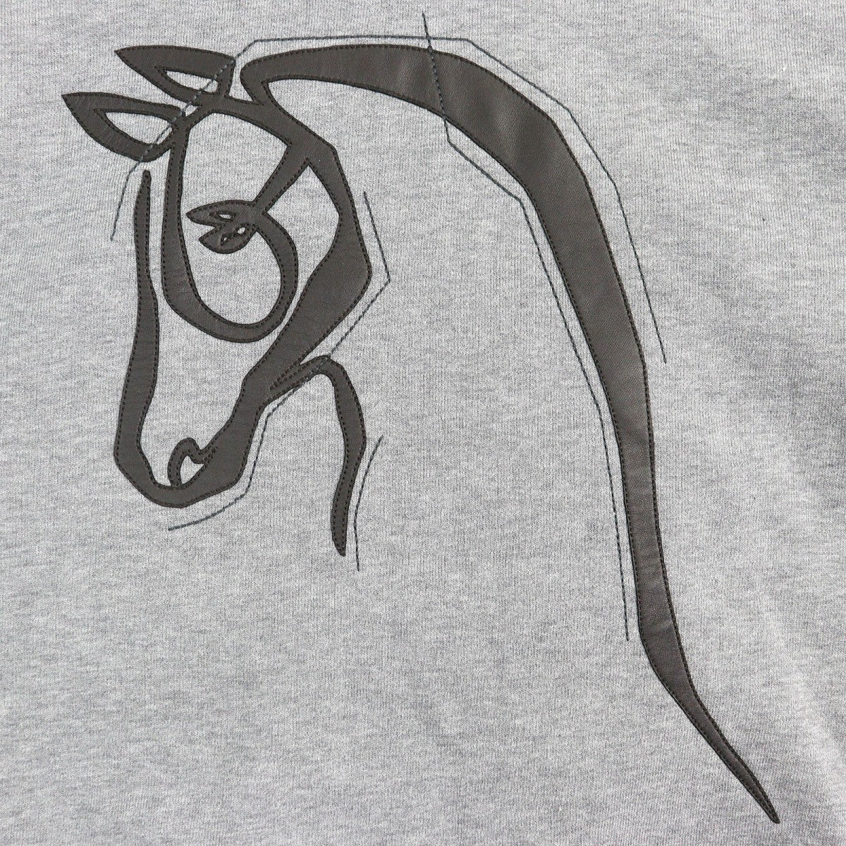 HERMES Hoodie Main: 100% cotton, Leather part: sheepskin, Part: 90% cotton, Part: 10% polyurethane, Part: 100% cotton gray mens M