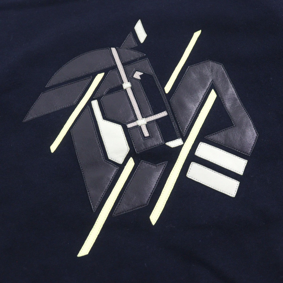 HERMES sweat Main: 100% cotton, Leather part: sheepskin, Part: 90% cotton, Part: 10% polyurethane Navy type Chevaux en Symmetrie mens S