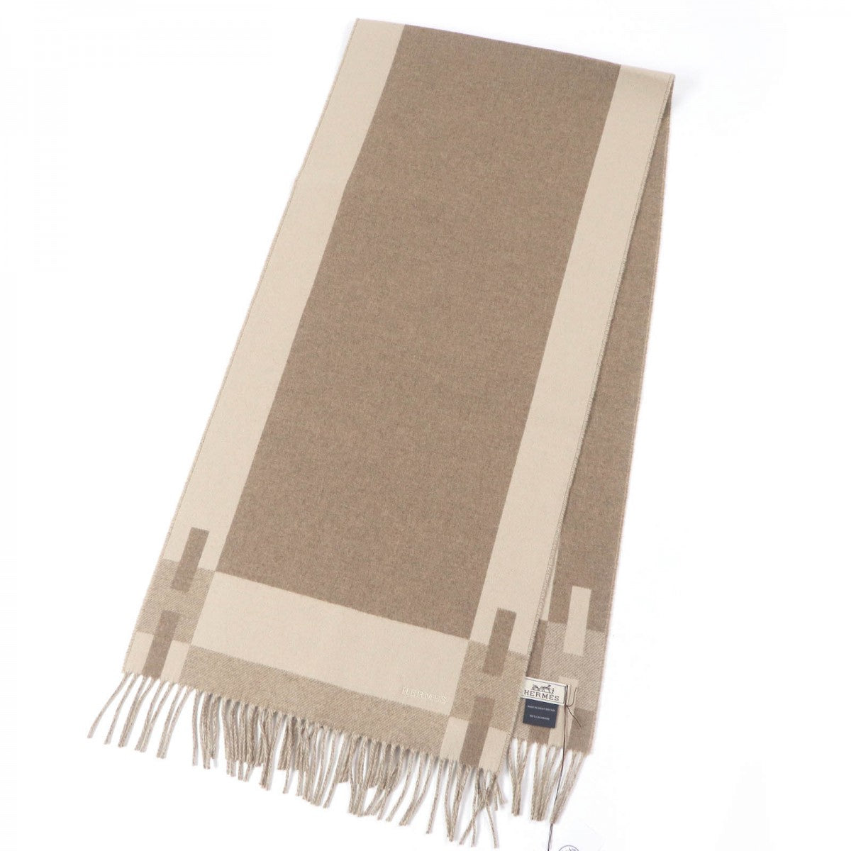 HERMES Scarf Main: 100% cashmere beige H Passant mens