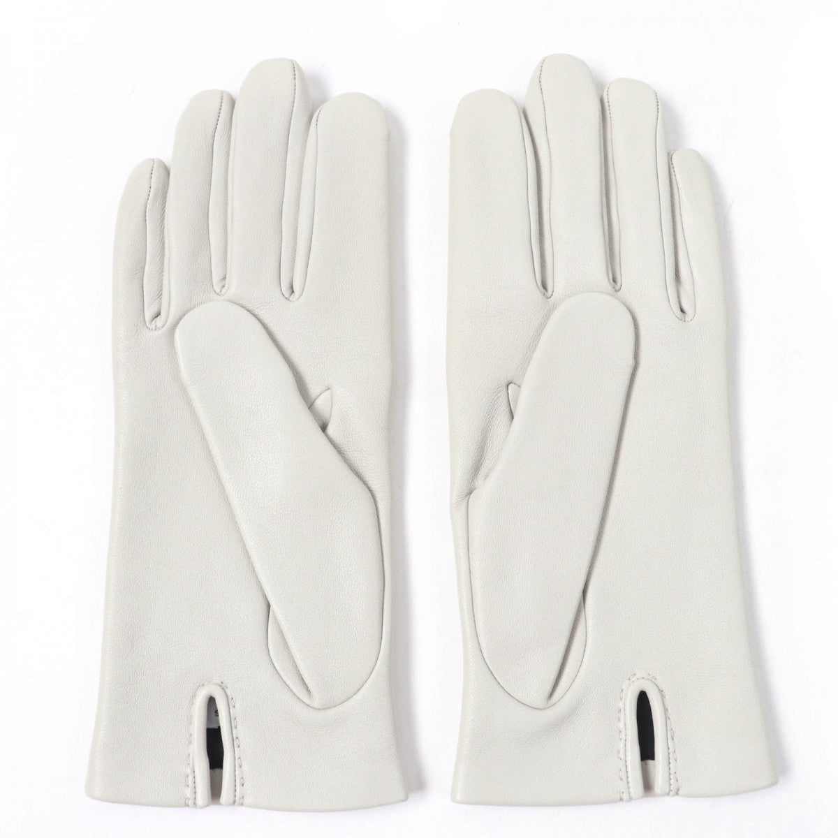 HERMES gloves Main: Lamb leather, Lining: 100% silk Light gray Women 6.5