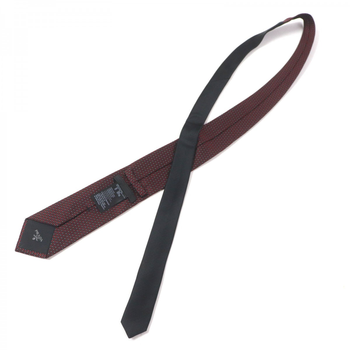 PRADA tie UCR77 Main: 100% silk Bordeaux Black mens