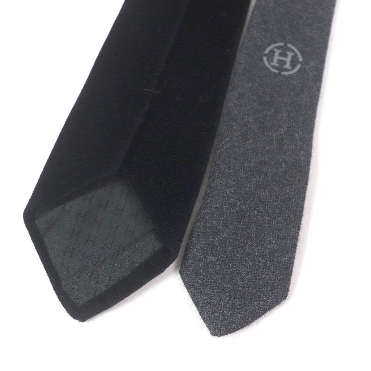 HERMES tie Main: 100% wool, Main: 100% silk, Main: 100% cotton black mens
