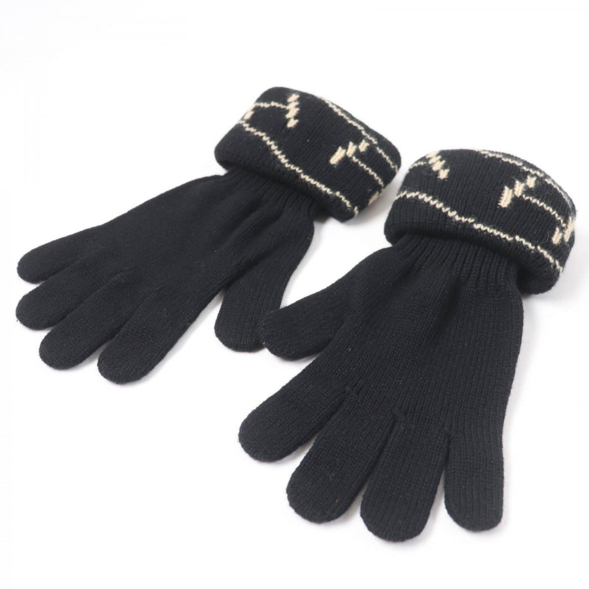 HERMES gloves Main: 100% cashmere black Women