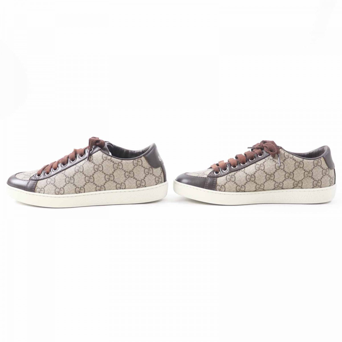 GUCCI Low cut sneakers 323793 Main: Leather, Main: GG Supreme Canvas Beige x brown Women 36.5