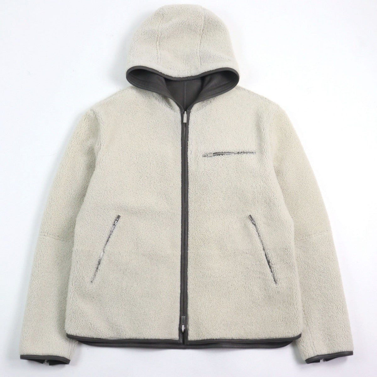 HERMES Blouson 053265HATC54 Main: Sheepskin, Part: Cowhide, Part: 100% Cupra Charcoal gray mens