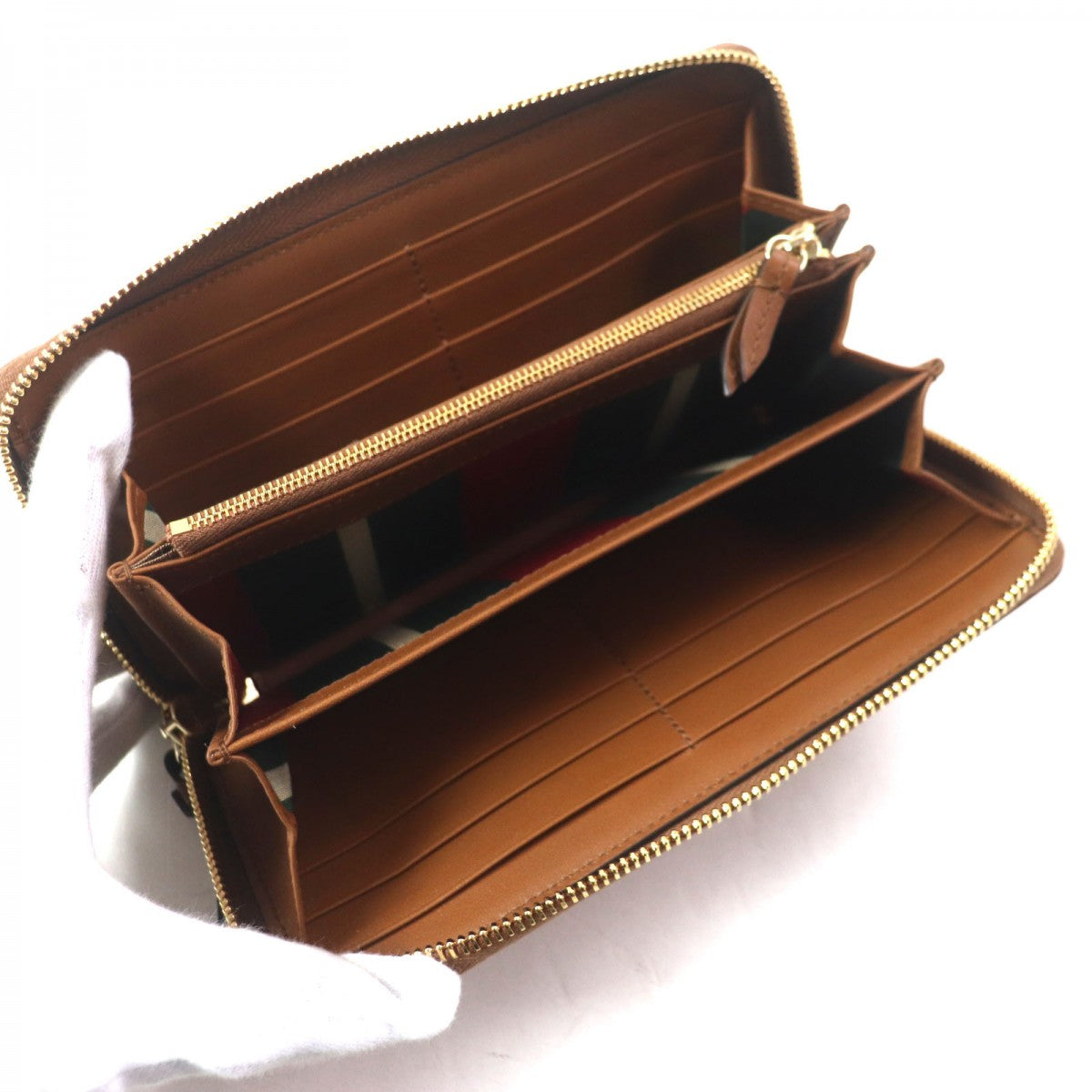 GUCCI Long Wallet Purse 819122 Main: Canvas, Part: Leather Beige brown GG Emblem Zip Around Wallet mens