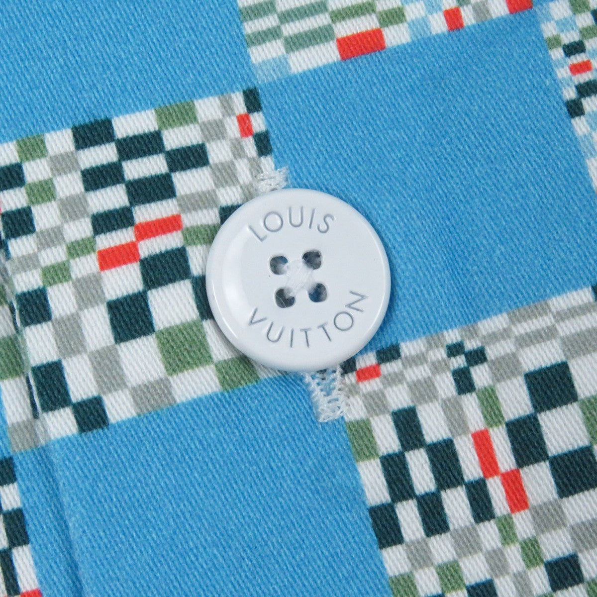 LOUIS VUITTON Short sleeve shirt Main: 100% cotton blue Distorted Damier mens M