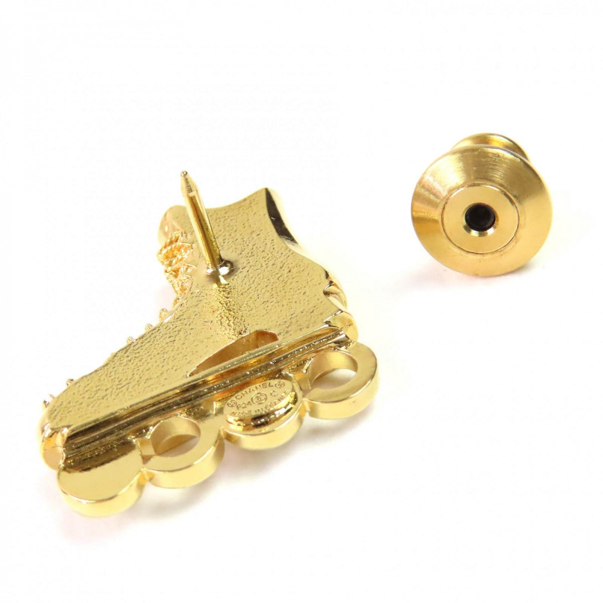 CHANEL Brooch F24 Gold Plated, Faux Pearl, Rhinestone gold COCO Mark Roller Skating Brooch Women