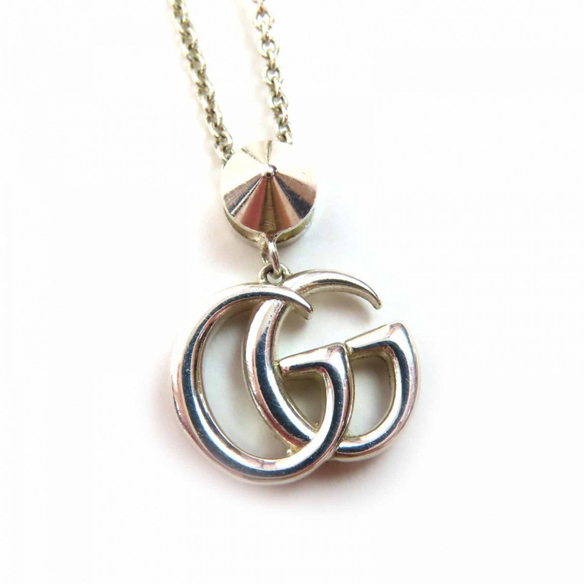 GUCCI Necklace 527399 Main: AG925, Part: Colored stones Silver light blue Double G Mother of Pearl Necklace Women