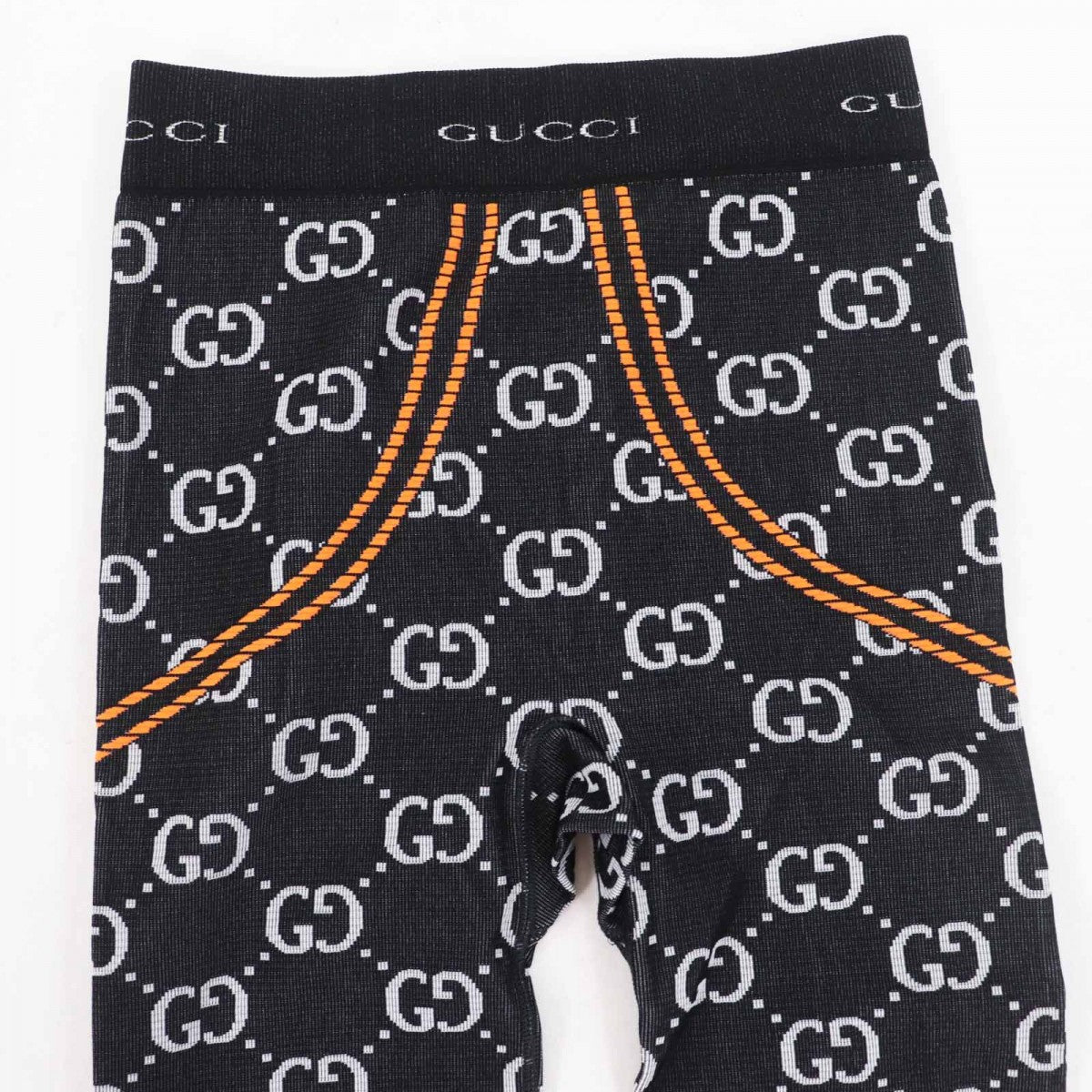 GUCCI Pants 689203 Main: 95% nylon, 5% polyurethane Black White Neon Orange Women S
