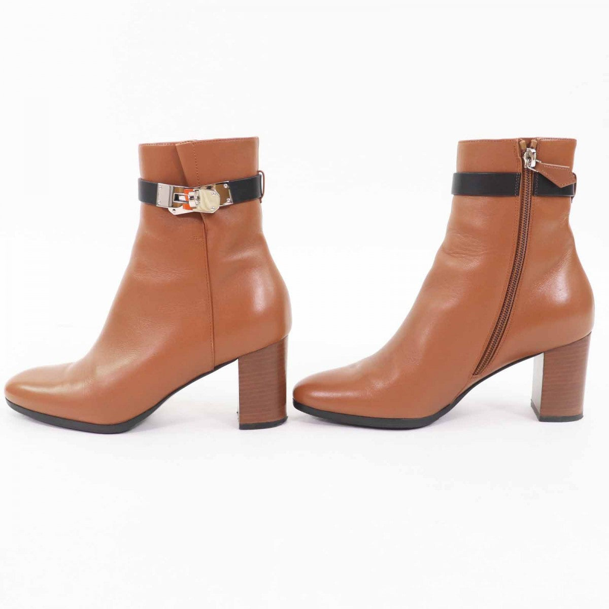 HERMES short boots Main: Leather Brown black Saint Germain Women 35.5
