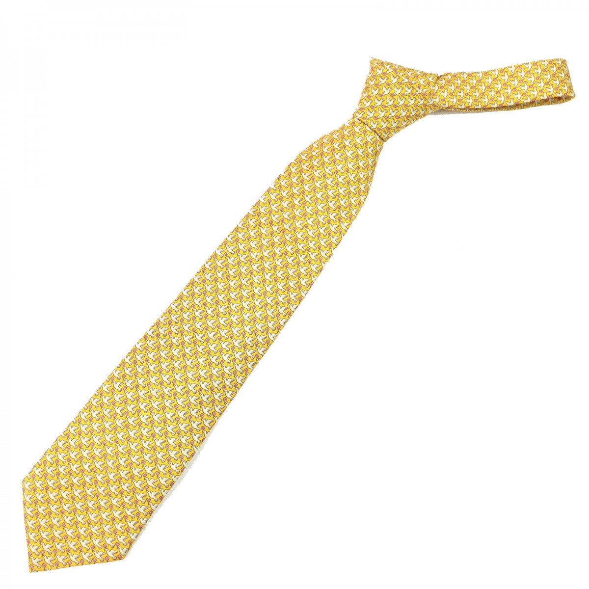 HERMES tie Main: 100% silk Yellow type mens