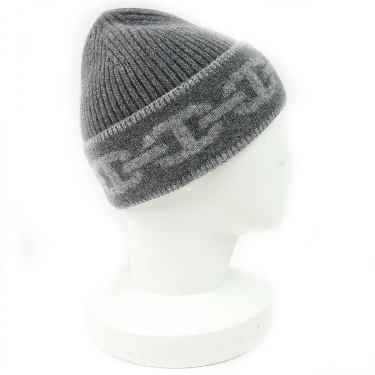 HERMES Knit cap Main: 99% cashmere, Main: 1% polyurethane gray mens M