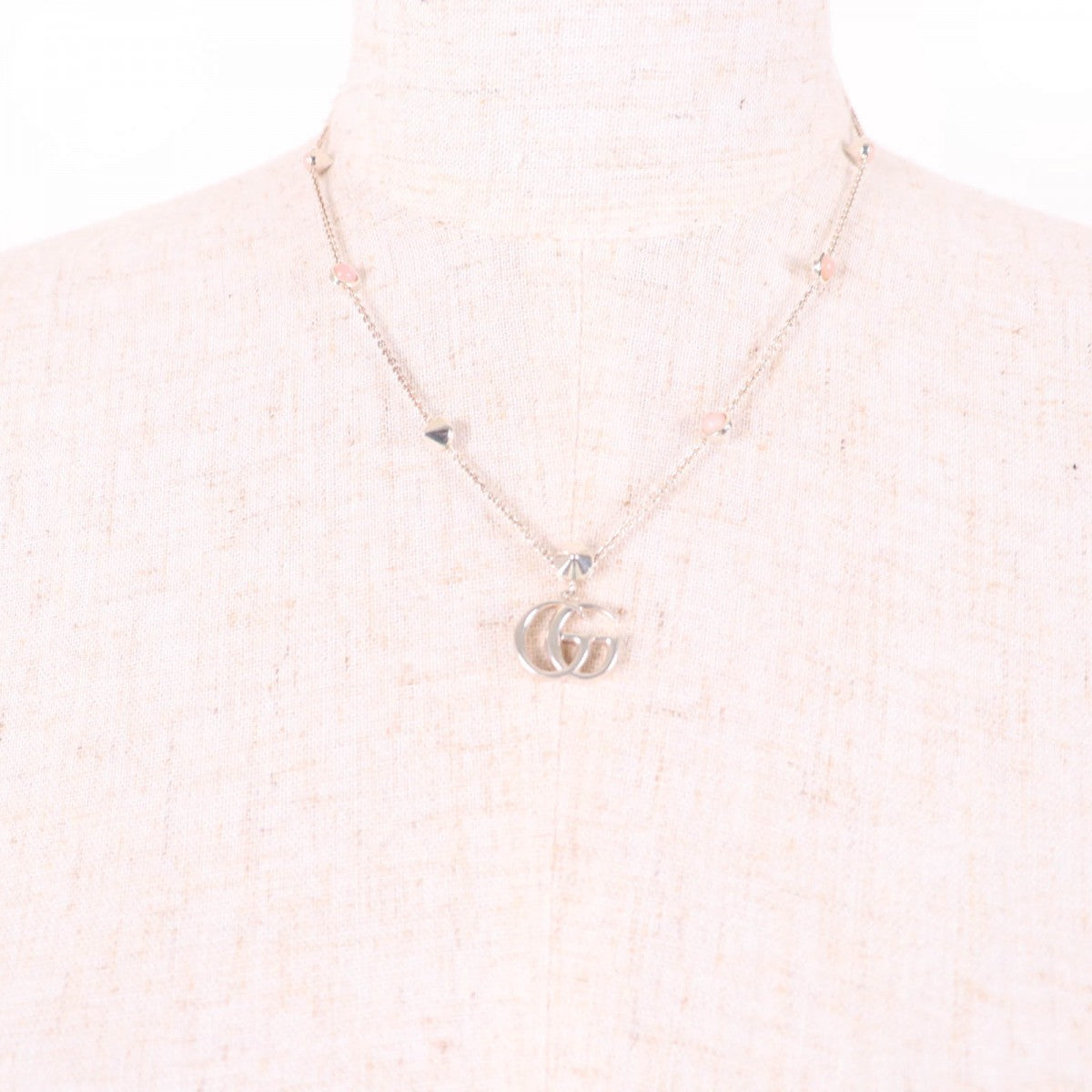 GUCCI Necklace 527399 Main: AG925, Part: Colored stones Silver pink Double G Mother of Pearl Necklace Women