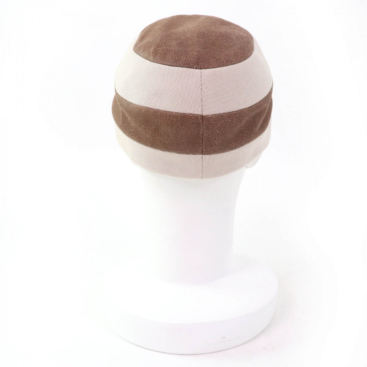 HERMES cap Main: goat leather, part: 100% cotton, lining: 100% linen Brown beige Women 58