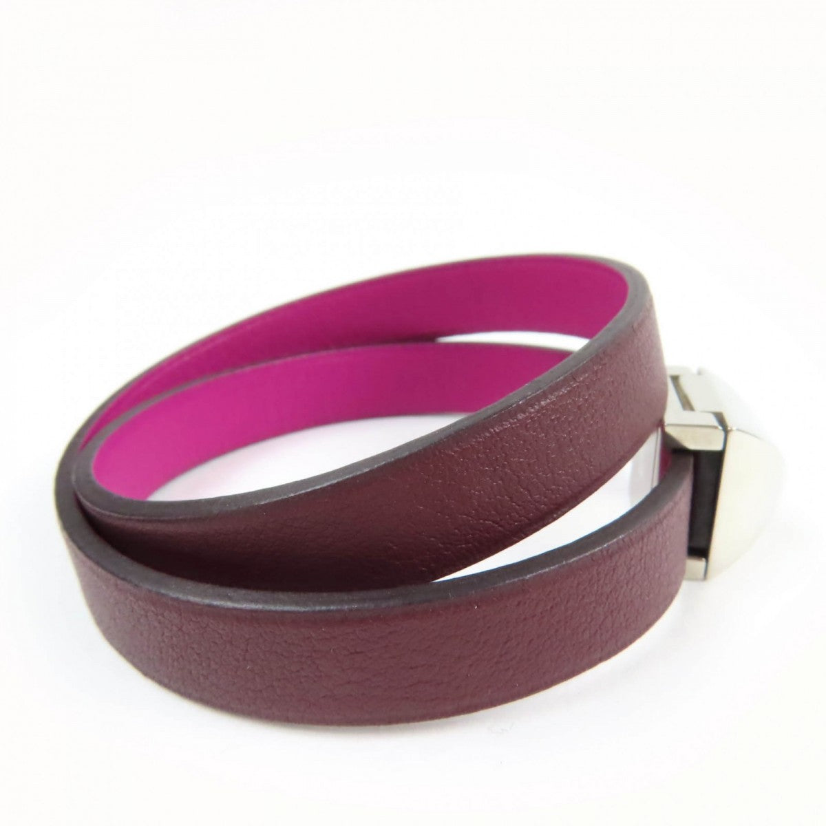 HERMES bracelet leather purple Medor Infinie Double Tour Bracelet