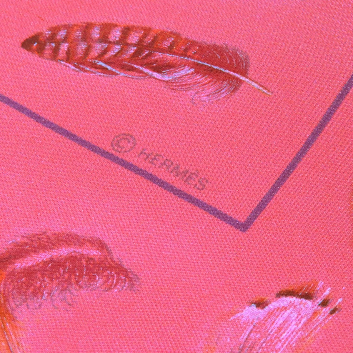 HERMES Scarf Main: 100% silk, Main: 100% angora Red pink type Women