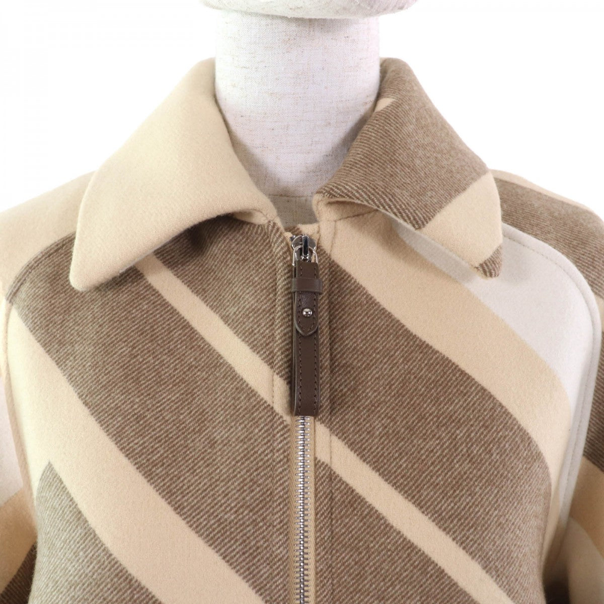 HERMES coat 2H0133DI wool Beige brown 36