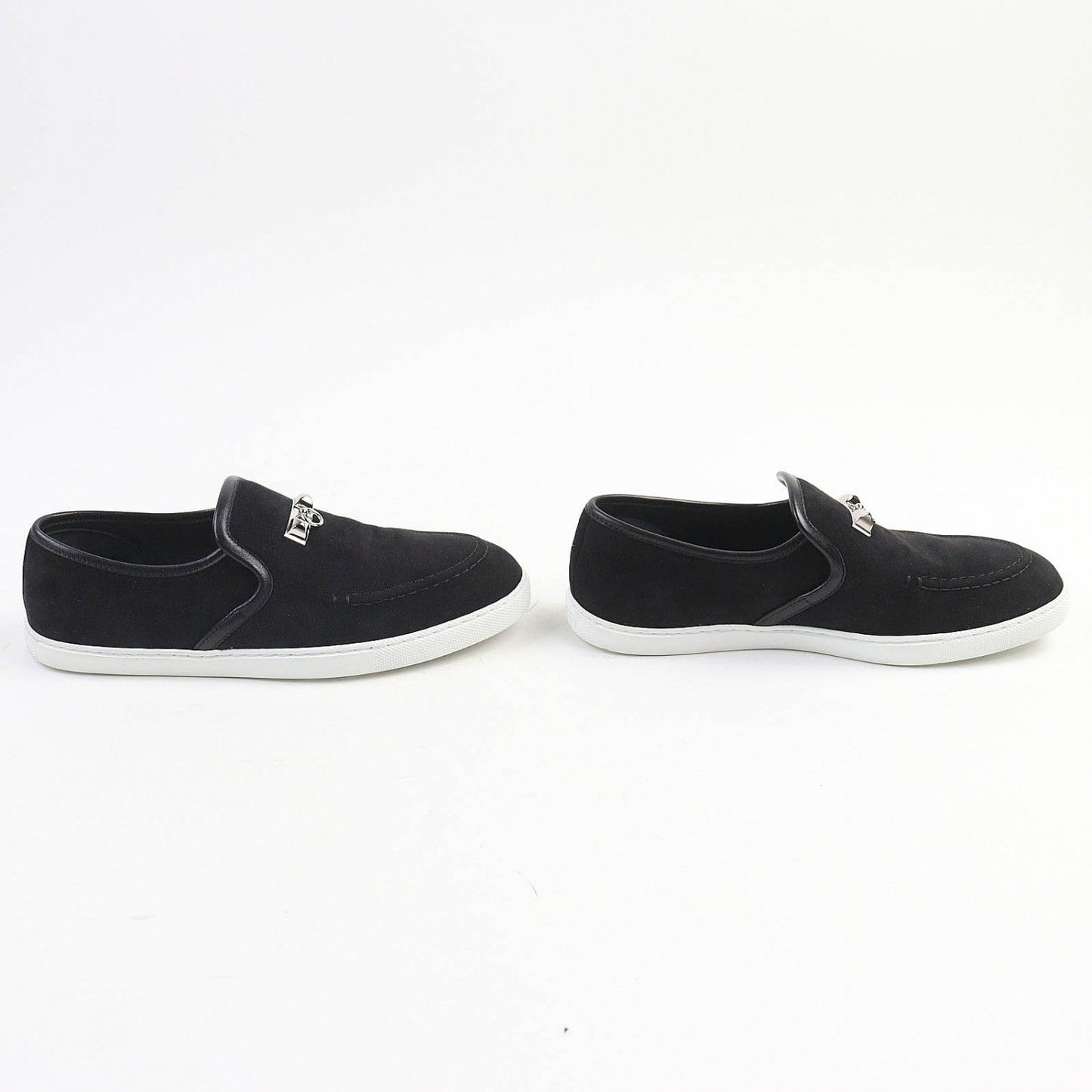HERMES sneakers Suede leather black Jules Medor moccasins 38