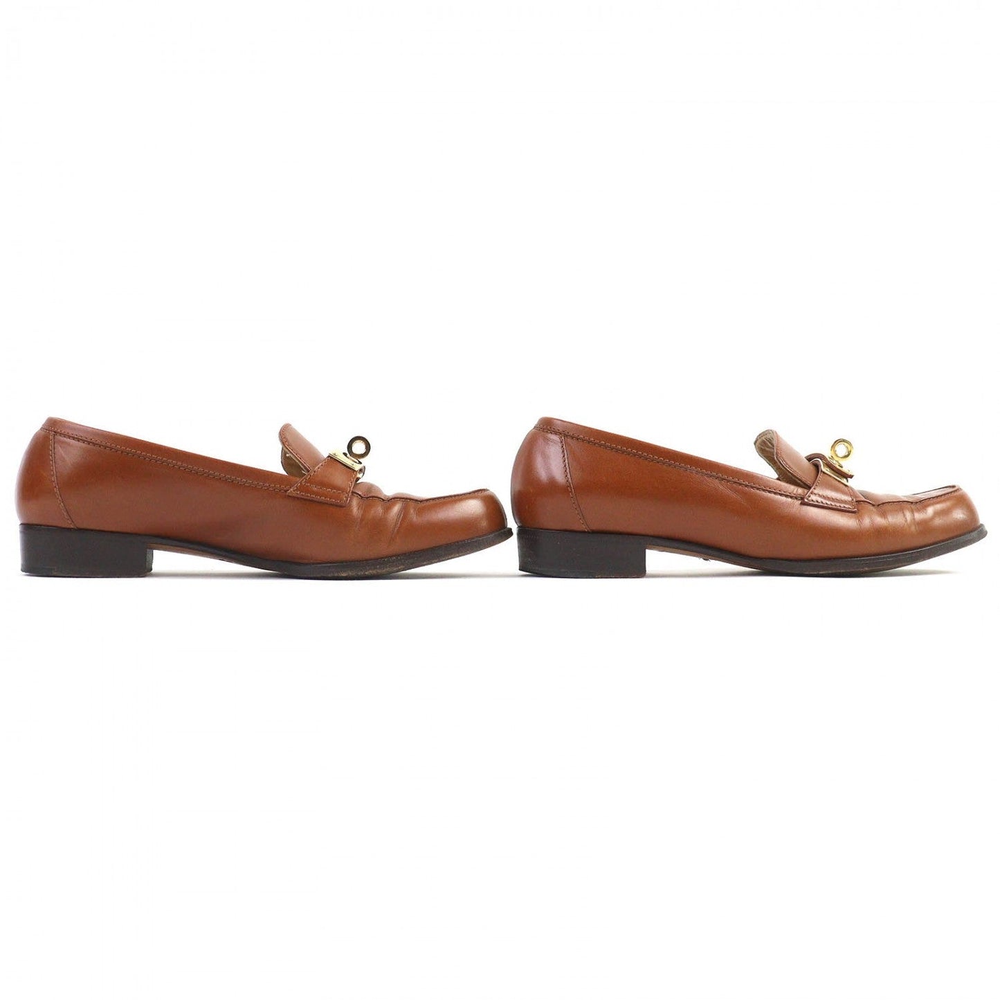 HERMES loafers leather Brown 36.5