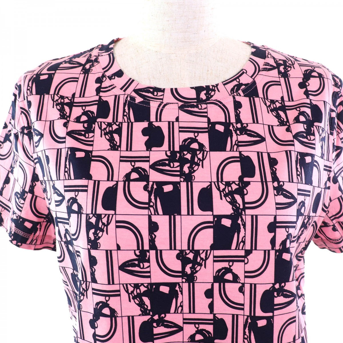 HERMES Short sleeve T-shirt cotton Pink navy 40
