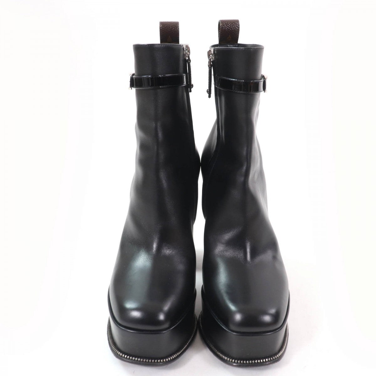 LOUIS VUITTON short boots leather black Fame Line 37.5