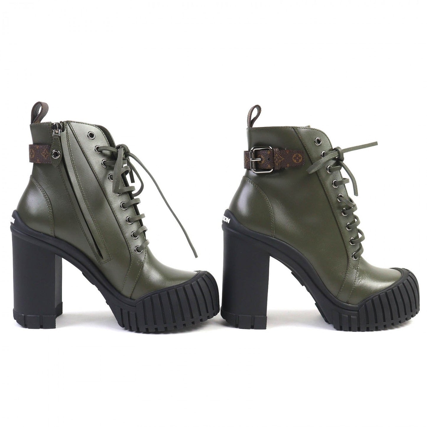 LOUIS VUITTON Ankle boots 1ADAQI leather khaki Ruby Line 37