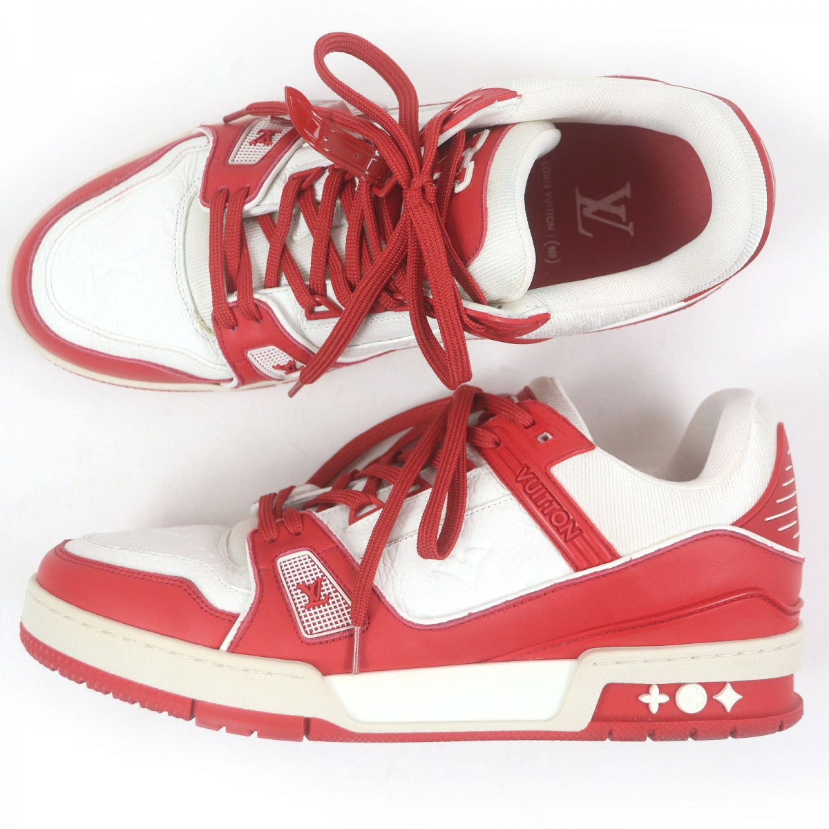 LOUIS VUITTON Low cut sneakers 1A8PJW leather White red LV Trainer Line 7
