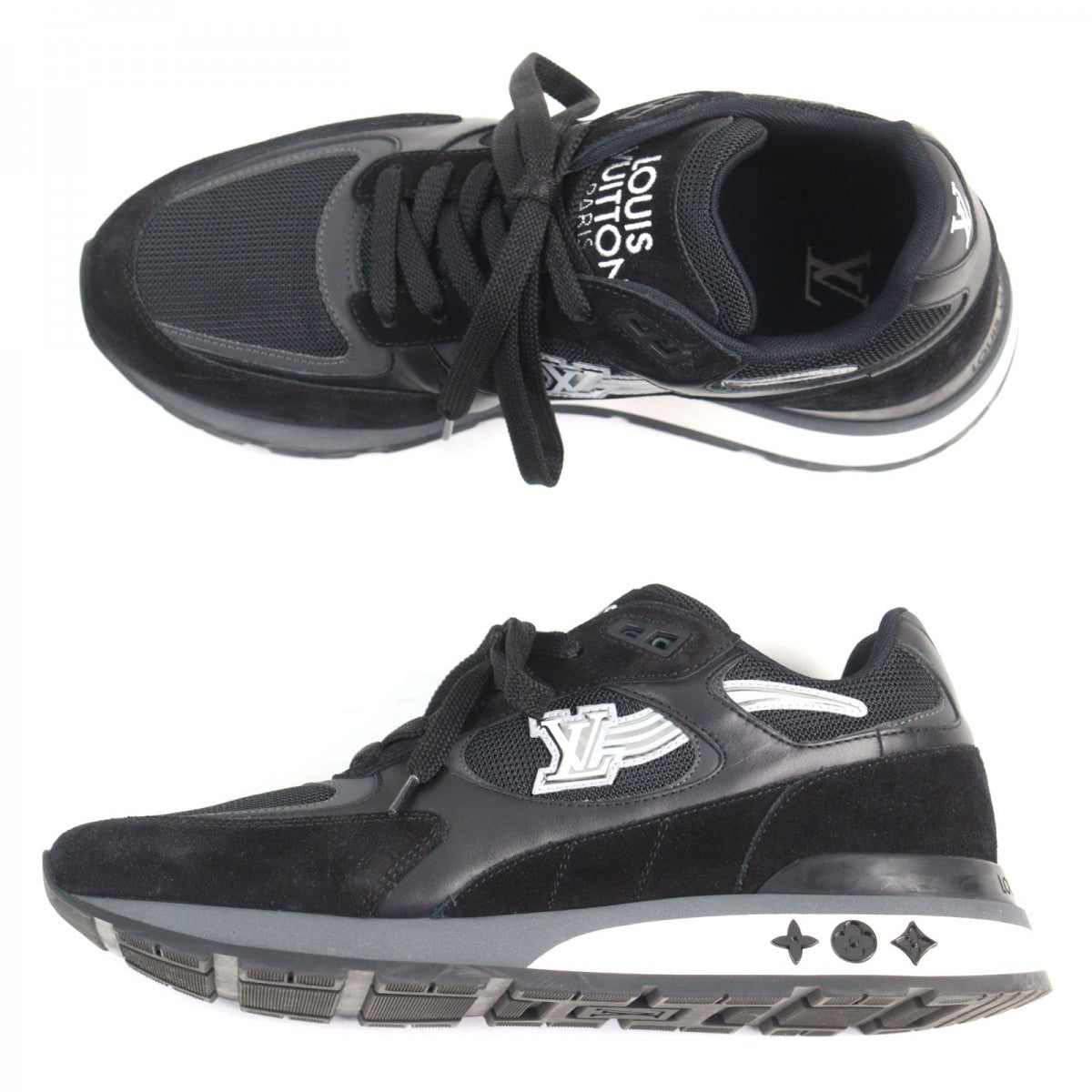 LOUIS VUITTON sneakers 1A9J1D leather Black type Runaway line 6.5
