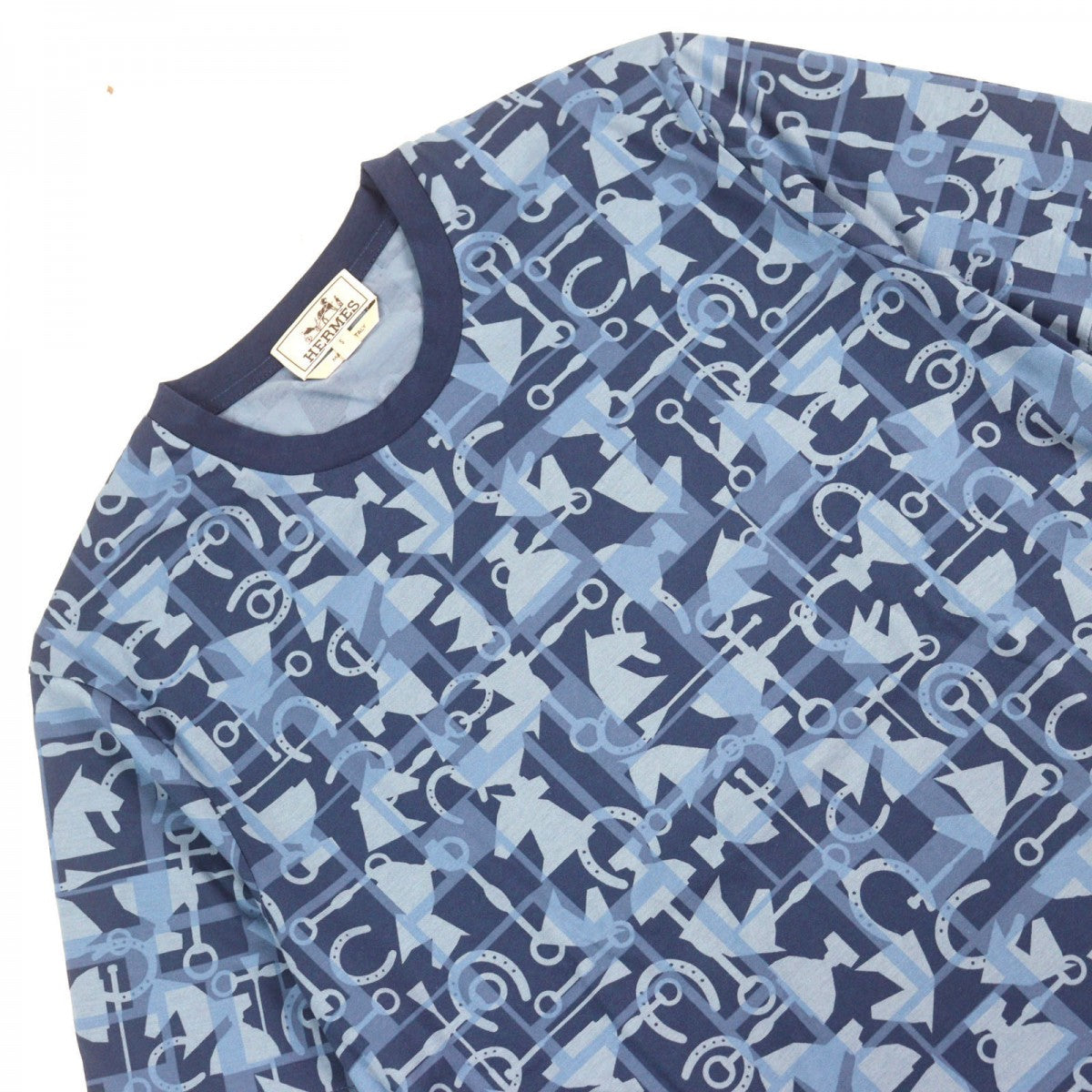 HERMES Short sleeve T-shirt cotton Blue type S