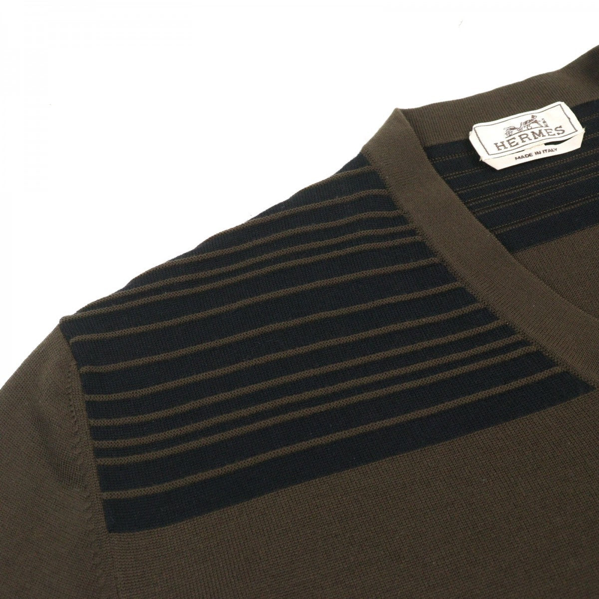 HERMES knit wool Khaki green type XL