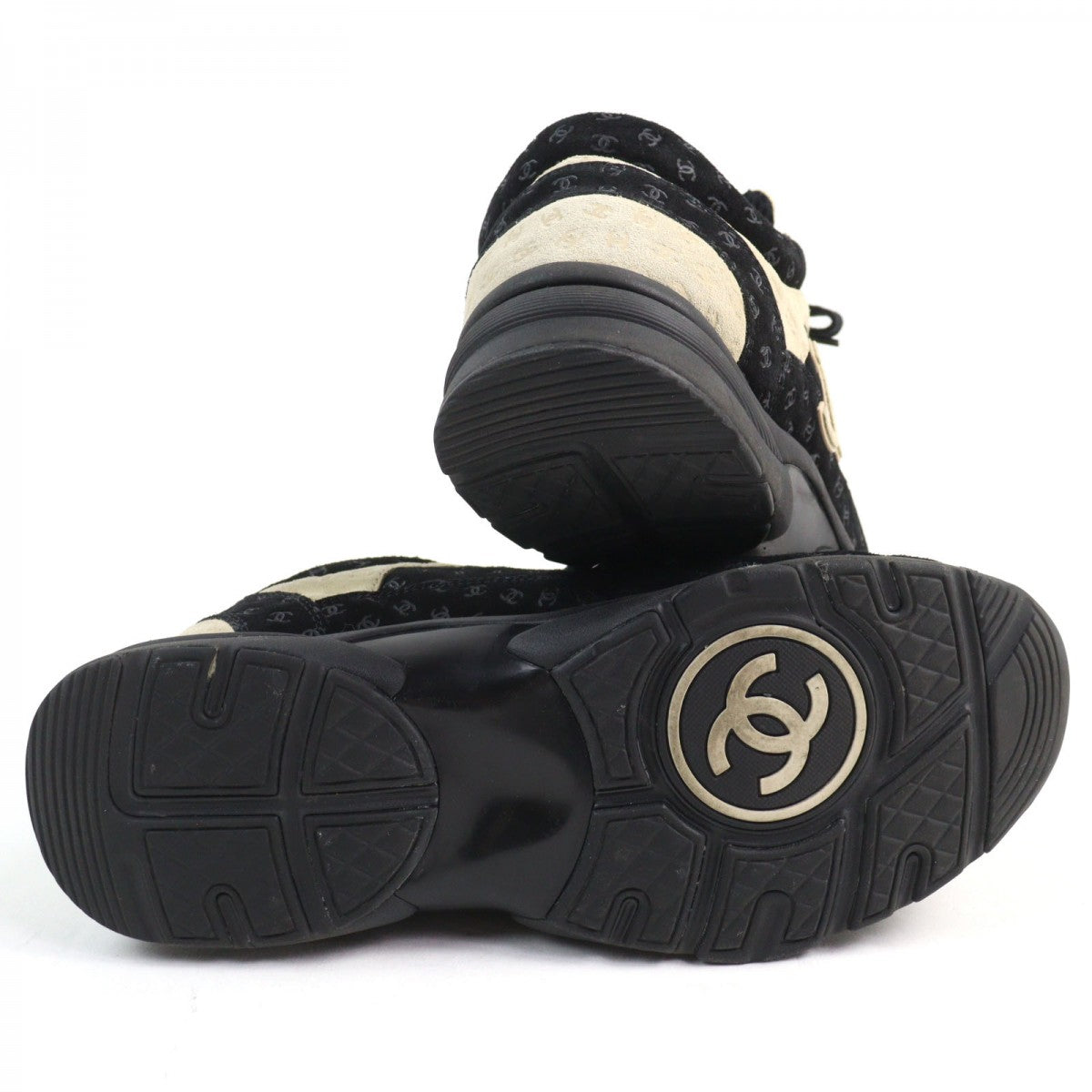 CHANEL sneakers G39232 Suede leather Black beige 42