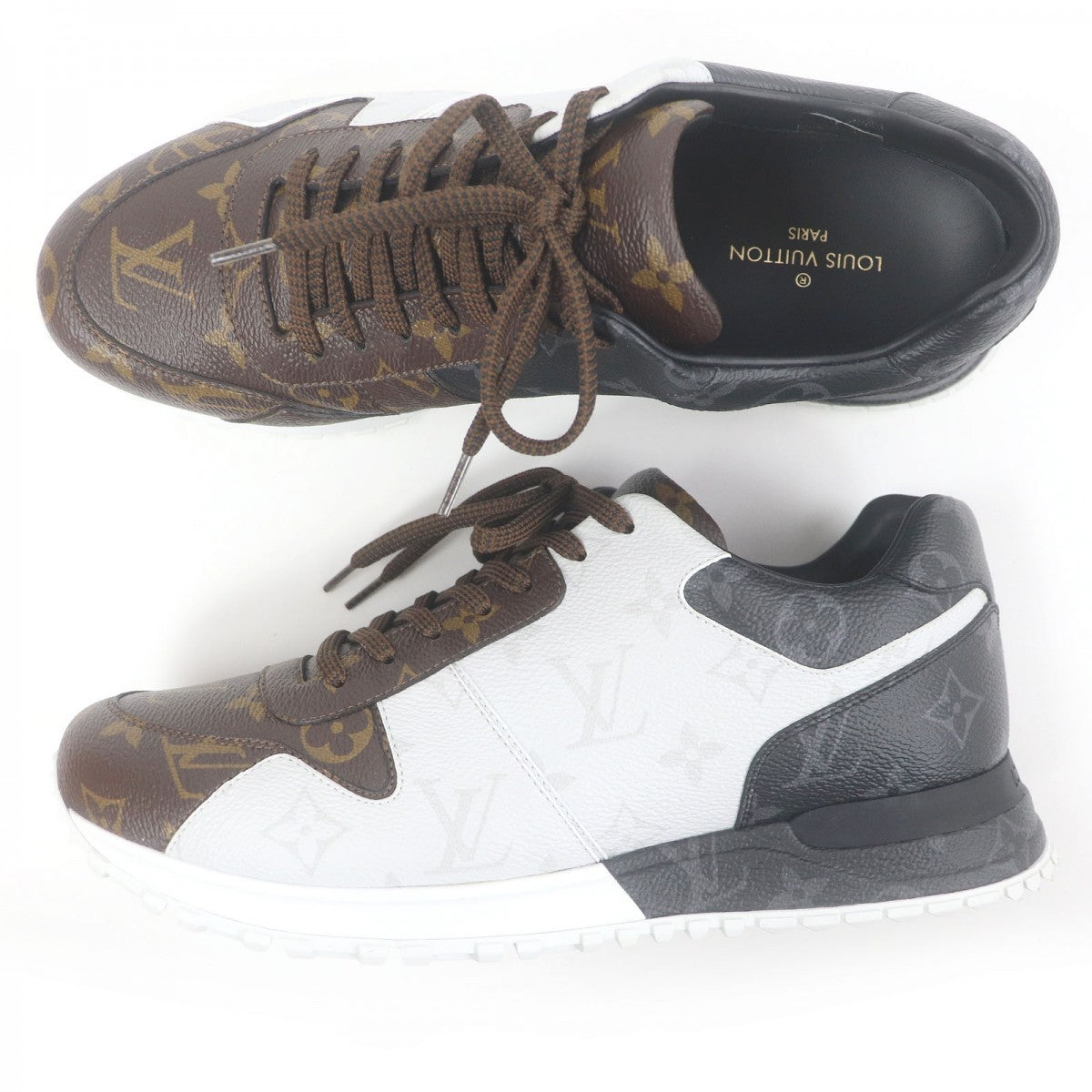 LOUIS VUITTON Low cut sneakers leather White brown black LV Runaway Line 7
